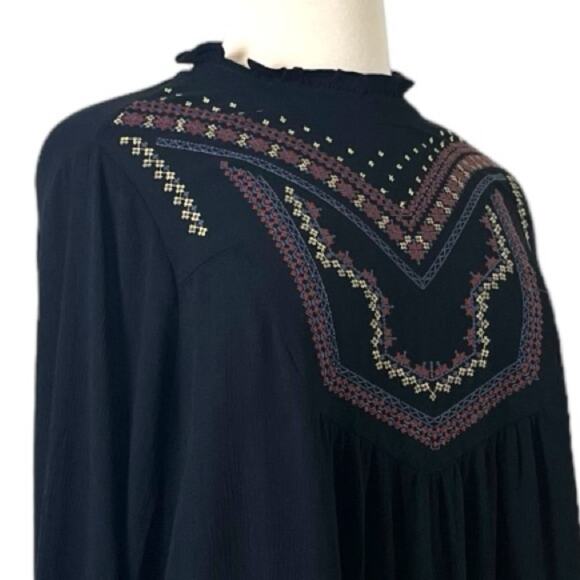 Torrid Top Boho Embroidered High Neck Pullover Black Multi Women’s Size 1X 14/16 - Picture 6 of 13